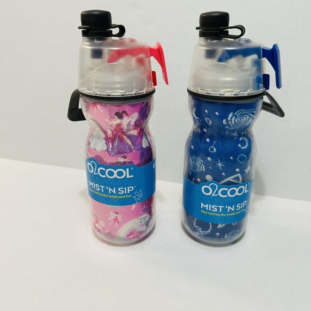 O2Cool Mist 'N Sip Squeeze Trigger Mist Princess & Space Design 12oz (2 Pack)